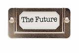 The Future File Drawer Label Isolated on a White Background.