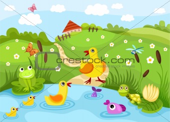 cartoon pond background