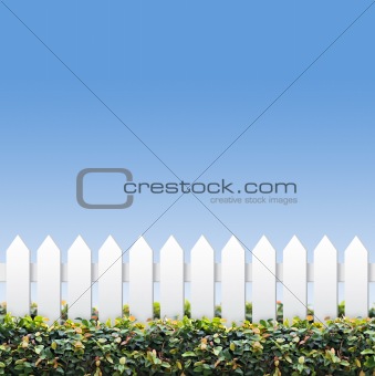 Sky and small white fences