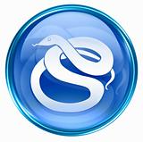 Snake Zodiac icon blue, isolated on white background.
