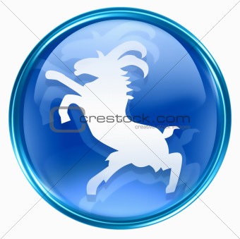 Goat Zodiac icon blue, isolated on white background.