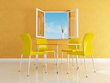 yellow  modern dining room