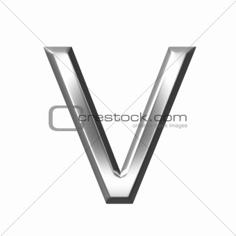 3d silver letter v