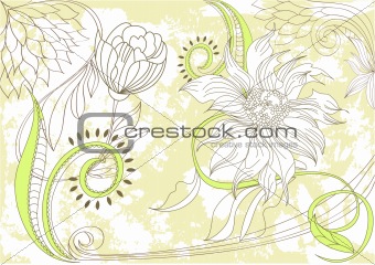 Retro stylized floral background