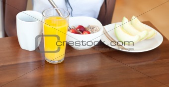 Healthy breakfast at table