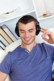 Relaxed man listening to music