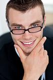 Smiling businessman with glasses