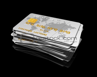 stack of silver credit cards