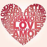 Valentine heart from love words