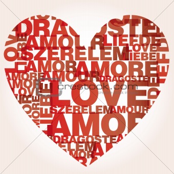 Valentine heart from love words