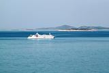 Small cruiser sailing outside in Croatia