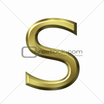 3d golden letter s