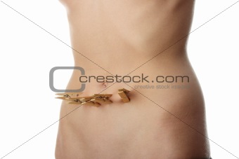 Clothespin on belly