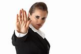 business woman showing stop gesture