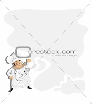 Chef with recipe and menu template