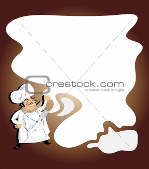 Chef with recipe and menu template