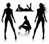 Woman silhouette set