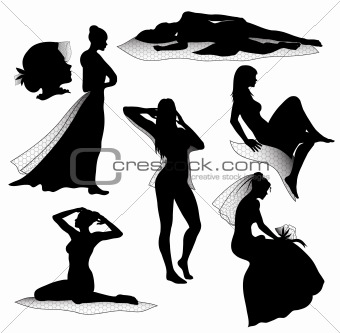 Romantic woman silhouettes