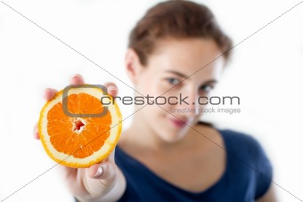 Teen with orange