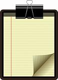CLIPBOARD YELLOW LEGAL PAD CORNER PAPER PAGE CURL;