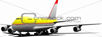 Airplane on the airfield. Vector illustration; 