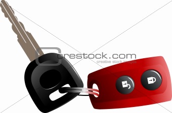 Car keys with remote control isolated over white background 
