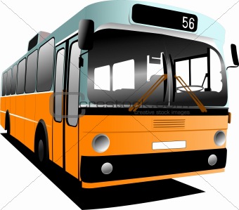 Old fashioned city bus. Tourist coach. Vector illustration