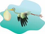 stork bringing new born child