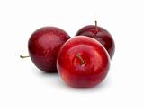 Three fresh ripe plums