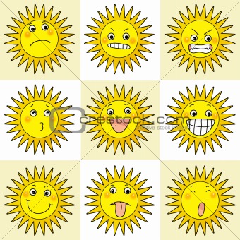 9 cartoon action icon of sun