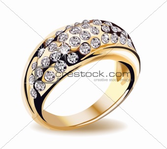 Gold vector diamond ring