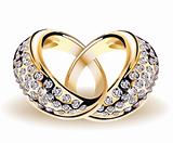 Gold vector wedding rings and diamonds