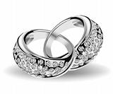 Silver vector wedding rings and diamonds