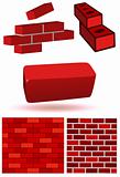 Brick and wall vector illustration set.