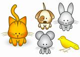 Vector illustration set of cartoon pet animals.