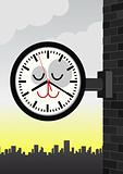 Vector character illustration of a cat station clock.