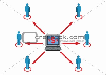 Wealth Distribution to Staff Illustration in Vector