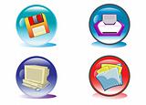 Office Equipment and Computer Button Illustration in Vector