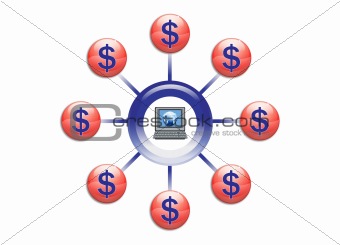 Global Wealth with Online Marketing Illustration in Vector