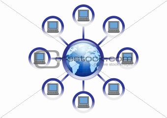 Global Online Computer Network Illustration in Vector