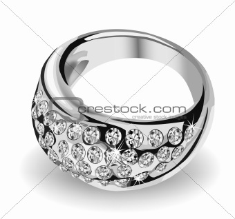 Silver vector wedding ring and diamonds