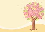 Colorful tree with flowers background