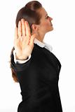 modern business woman showing stop gesture