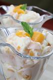 Yogurt dessert with peaches
