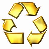 3D Golden Recycle Symbol