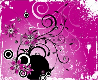 Flower grunge the pink ornament. Vector