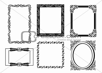 Collection of many vintage picture frames.Vector