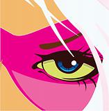 Blue eyes of the woman. Vector illustration