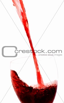 Vector red wine stream flows into glass