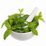 Mortar with mint